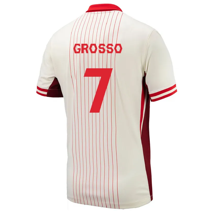 Danxen Uomo Maglia Canada Julia Grosso #7 Bianco Kit Gara Away 24-26 Maglietta