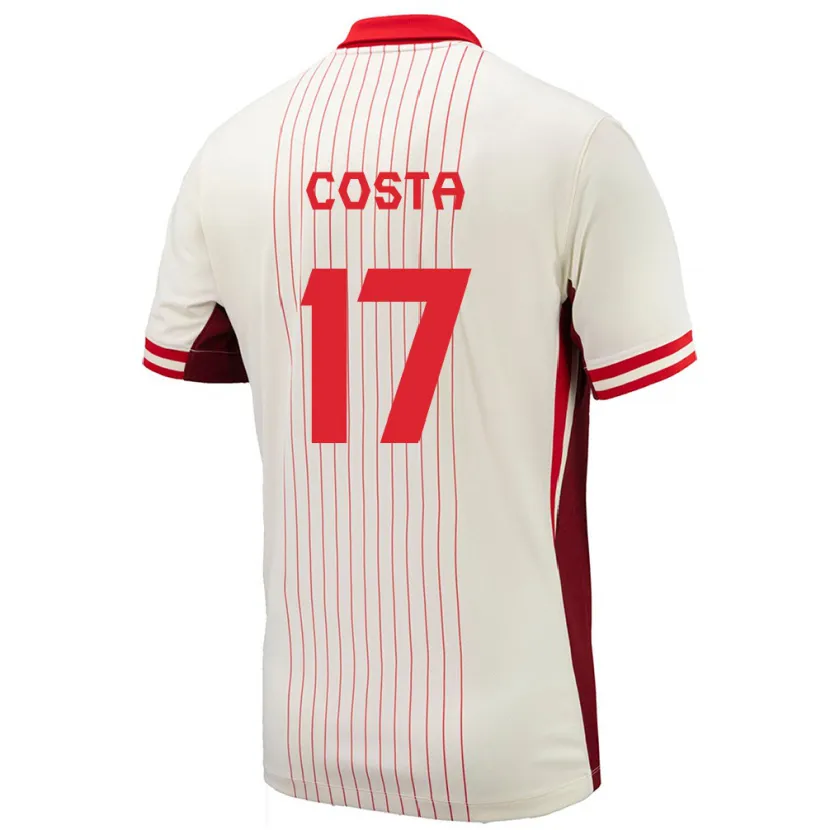 Danxen Uomo Maglia Canada Jesse Costa #17 Bianco Kit Gara Away 24-26 Maglietta