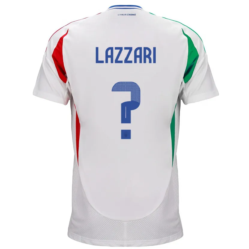 Danxen Uomo Maglia Italia Manuel Lazzari #0 Bianco Kit Gara Away 24-26 Maglietta