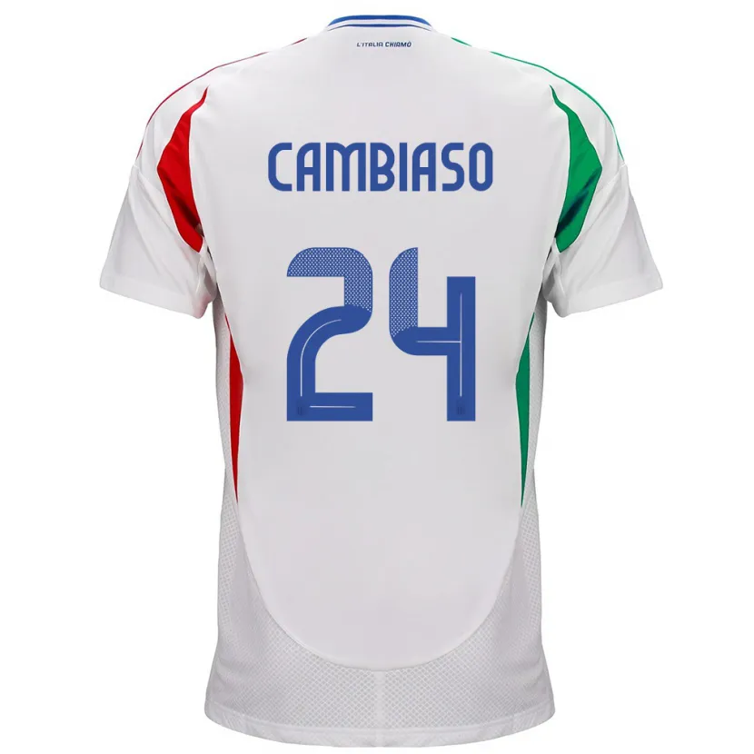 Danxen Uomo Maglia Italia Andrea Cambiaso #24 Bianco Kit Gara Away 24-26 Maglietta