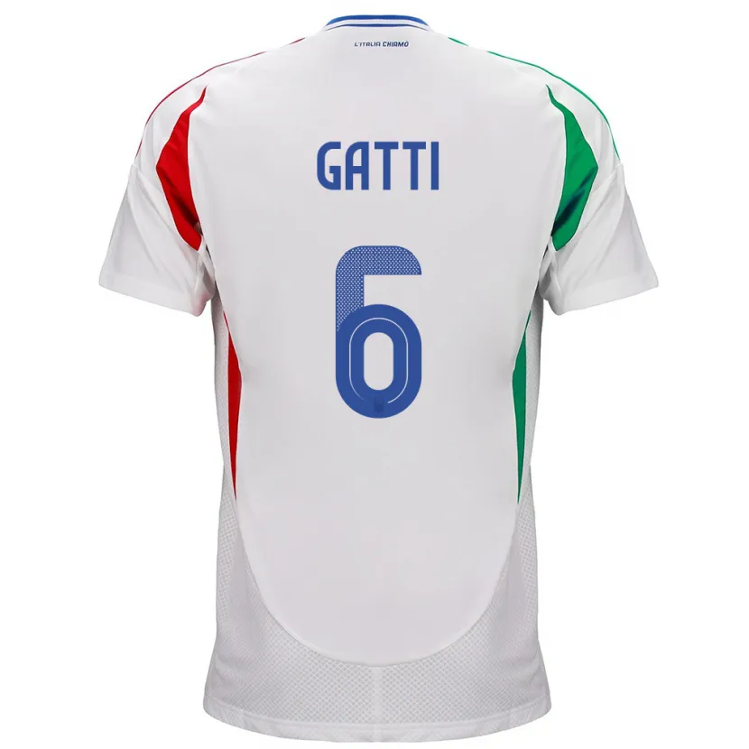 Danxen Uomo Maglia Italia Federico Gatti #6 Bianco Kit Gara Away 24-26 Maglietta