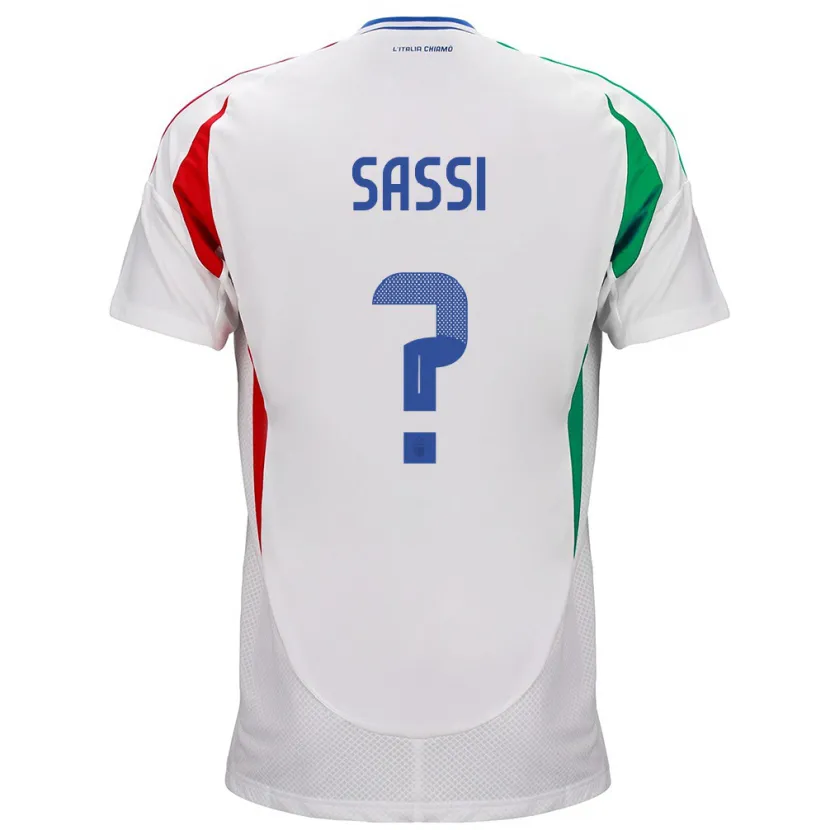 Danxen Uomo Maglia Italia Jacopo Sassi #0 Bianco Kit Gara Away 24-26 Maglietta