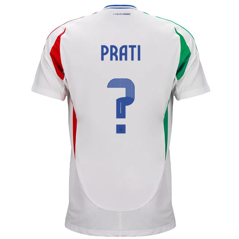 Danxen Uomo Maglia Italia Matteo Prati #0 Bianco Kit Gara Away 24-26 Maglietta