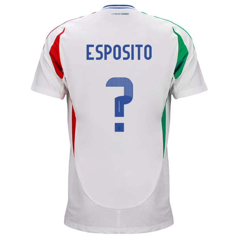 Danxen Uomo Maglia Italia Francesco Pio Esposito #0 Bianco Kit Gara Away 24-26 Maglietta