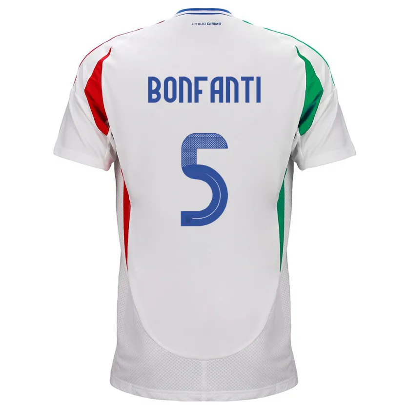 Danxen Uomo Maglia Italia Giovanni Bonfanti #5 Bianco Kit Gara Away 24-26 Maglietta