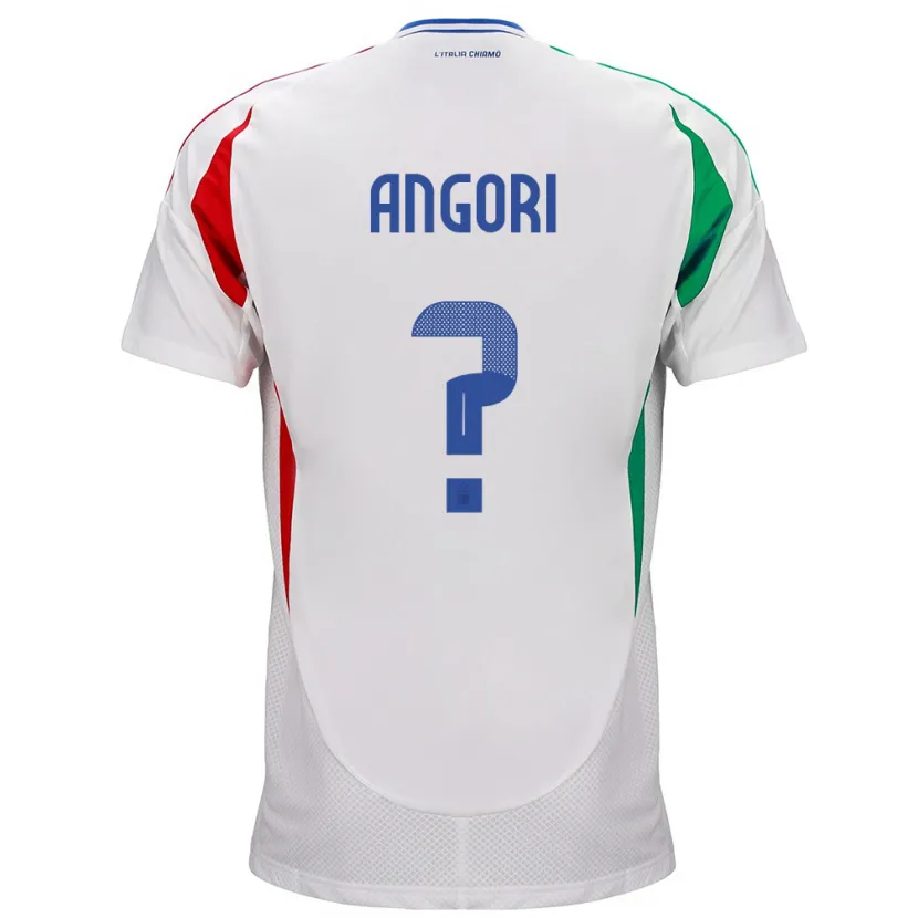 Danxen Uomo Maglia Italia Samuele Angori #0 Bianco Kit Gara Away 24-26 Maglietta