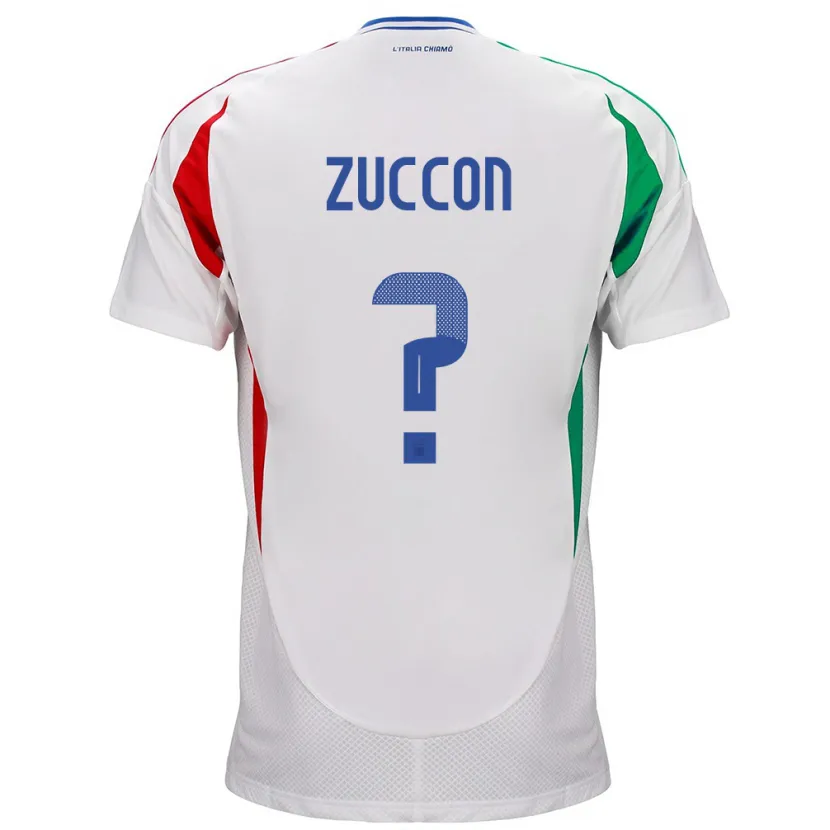 Danxen Uomo Maglia Italia Federico Zuccon #0 Bianco Kit Gara Away 24-26 Maglietta