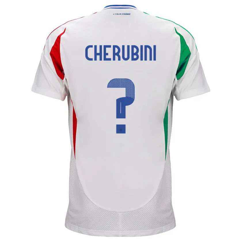 Danxen Uomo Maglia Italia Luigi Cherubini #0 Bianco Kit Gara Away 24-26 Maglietta