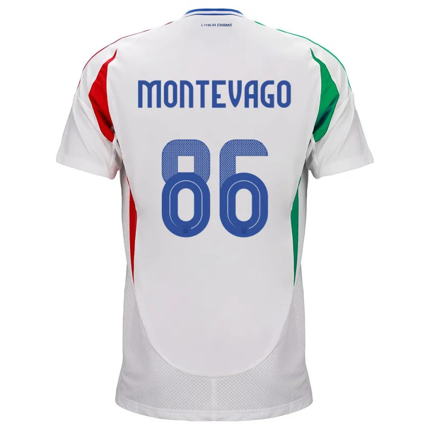 Danxen Uomo Maglia Italia Daniele Montevago #86 Bianco Kit Gara Away 24-26 Maglietta