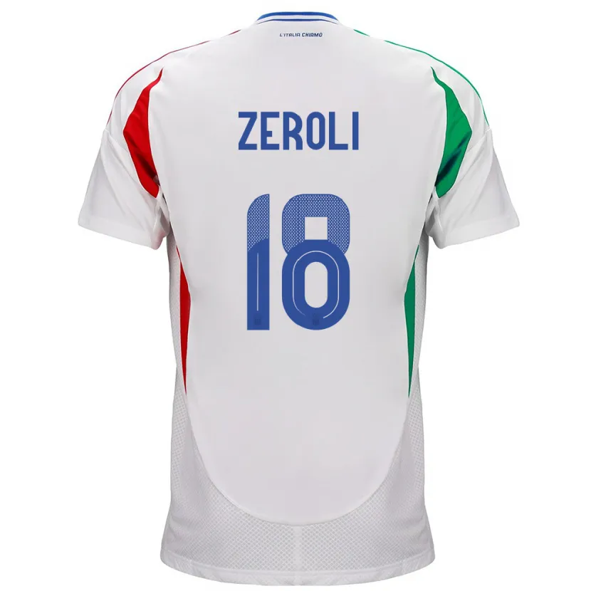 Danxen Uomo Maglia Italia Kevin Zeroli #18 Bianco Kit Gara Away 24-26 Maglietta