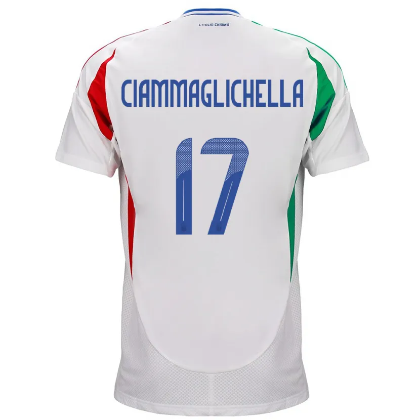 Danxen Uomo Maglia Italia Aaron Ciammaglichella #17 Bianco Kit Gara Away 24-26 Maglietta