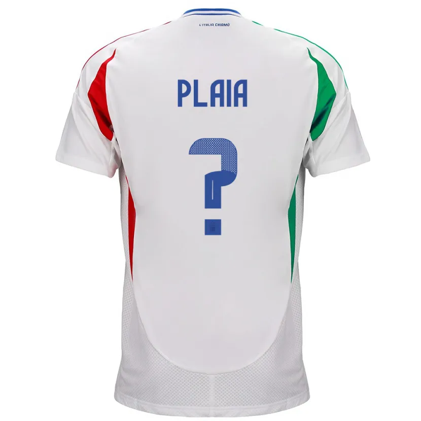 Danxen Uomo Maglia Italia Matteo Plaia #0 Bianco Kit Gara Away 24-26 Maglietta