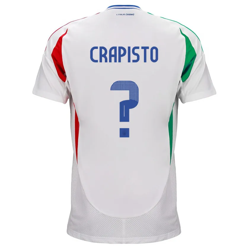 Danxen Uomo Maglia Italia Francesco Crapisto #0 Bianco Kit Gara Away 24-26 Maglietta