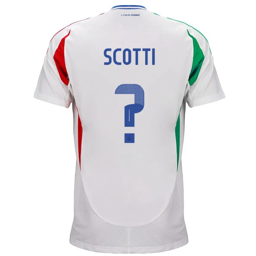 Danxen Uomo Maglia Italia Filippo Scotti #0 Bianco Kit Gara Away 24-26 Maglietta