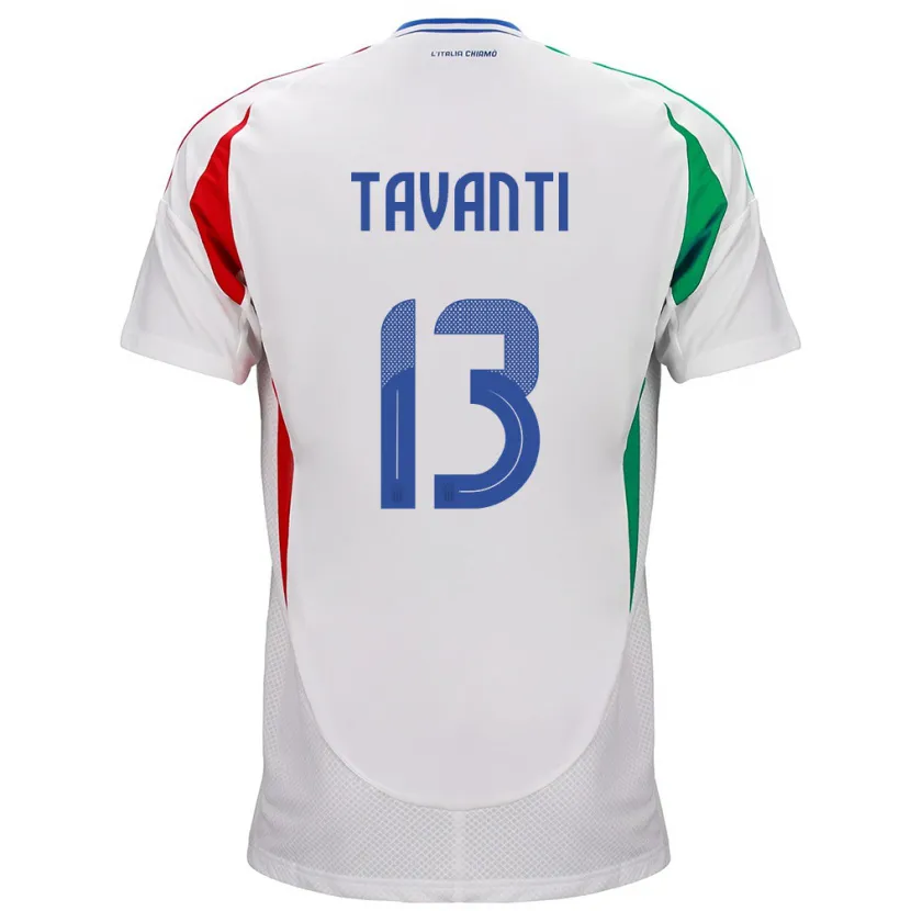 Danxen Uomo Maglia Italia Samuele Tavanti #13 Bianco Kit Gara Away 24-26 Maglietta