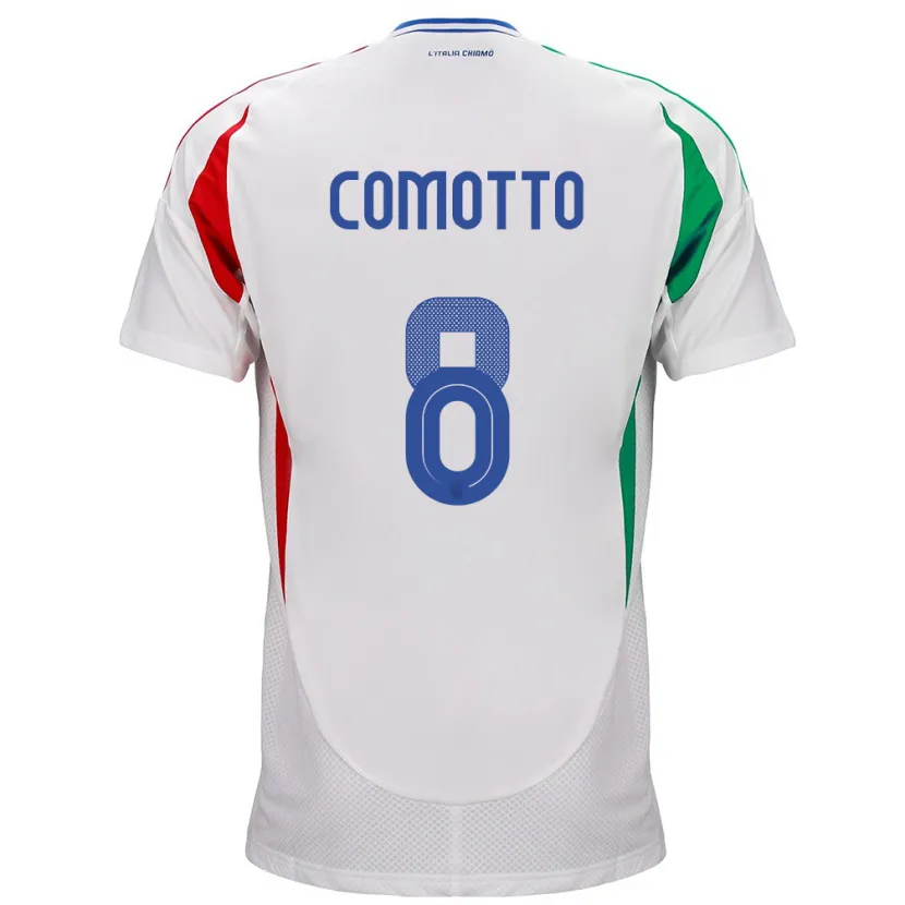 Danxen Uomo Maglia Italia Christian Comotto #8 Bianco Kit Gara Away 24-26 Maglietta