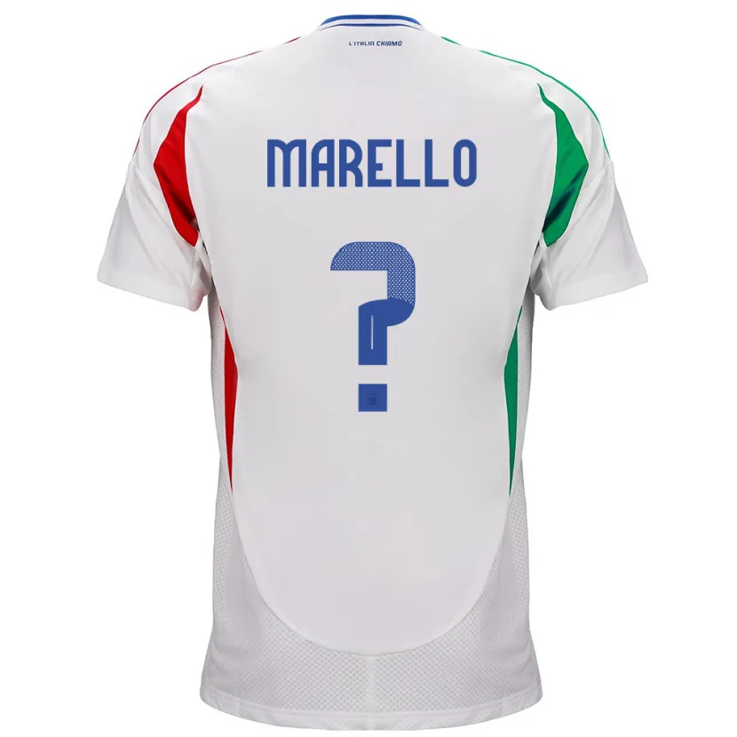 Danxen Uomo Maglia Italia Mattia Marello #0 Bianco Kit Gara Away 24-26 Maglietta
