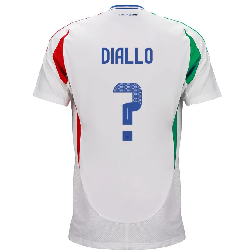 Danxen Uomo Maglia Italia Djibril Diallo #0 Bianco Kit Gara Away 24-26 Maglietta