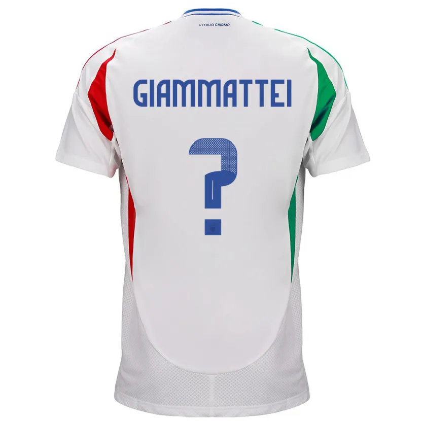 Danxen Uomo Maglia Italia Gioele Giammattei #0 Bianco Kit Gara Away 24-26 Maglietta