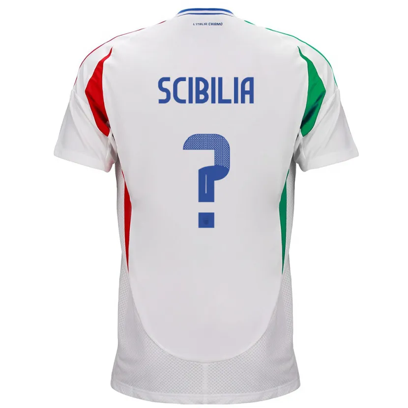 Danxen Uomo Maglia Italia Dylan Scibilia #0 Bianco Kit Gara Away 24-26 Maglietta