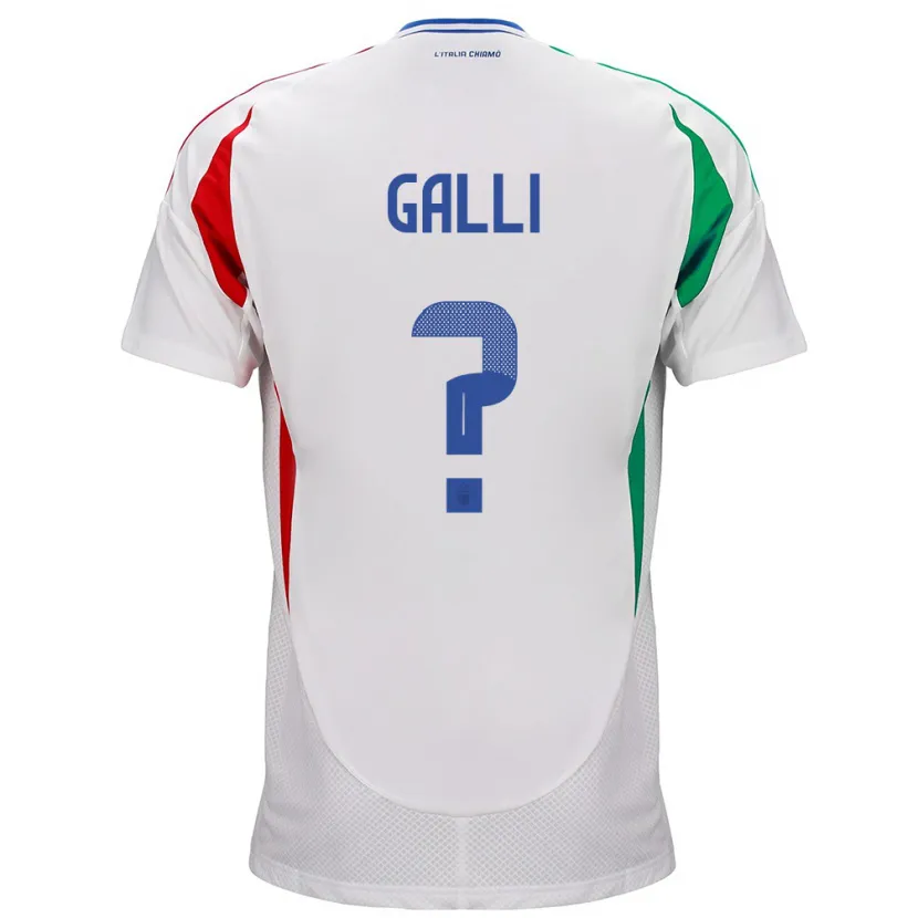 Danxen Uomo Maglia Italia Aurora Galli #0 Bianco Kit Gara Away 24-26 Maglietta