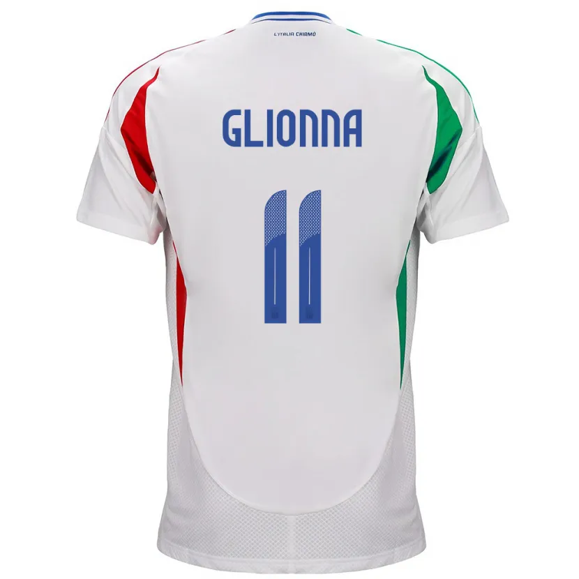 Danxen Uomo Maglia Italia Benedetta Glionna #11 Bianco Kit Gara Away 24-26 Maglietta