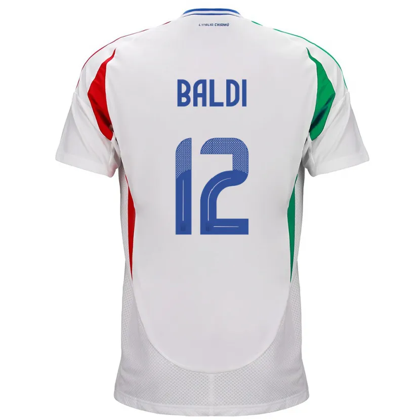 Danxen Uomo Maglia Italia Rachele Baldi #12 Bianco Kit Gara Away 24-26 Maglietta