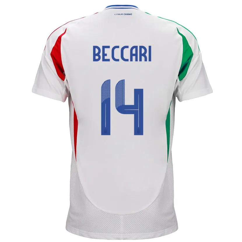 Danxen Uomo Maglia Italia Chiara Beccari #14 Bianco Kit Gara Away 24-26 Maglietta