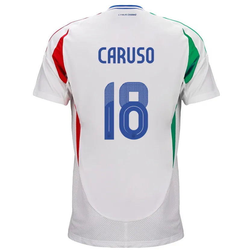 Danxen Uomo Maglia Italia Arianna Caruso #18 Bianco Kit Gara Away 24-26 Maglietta