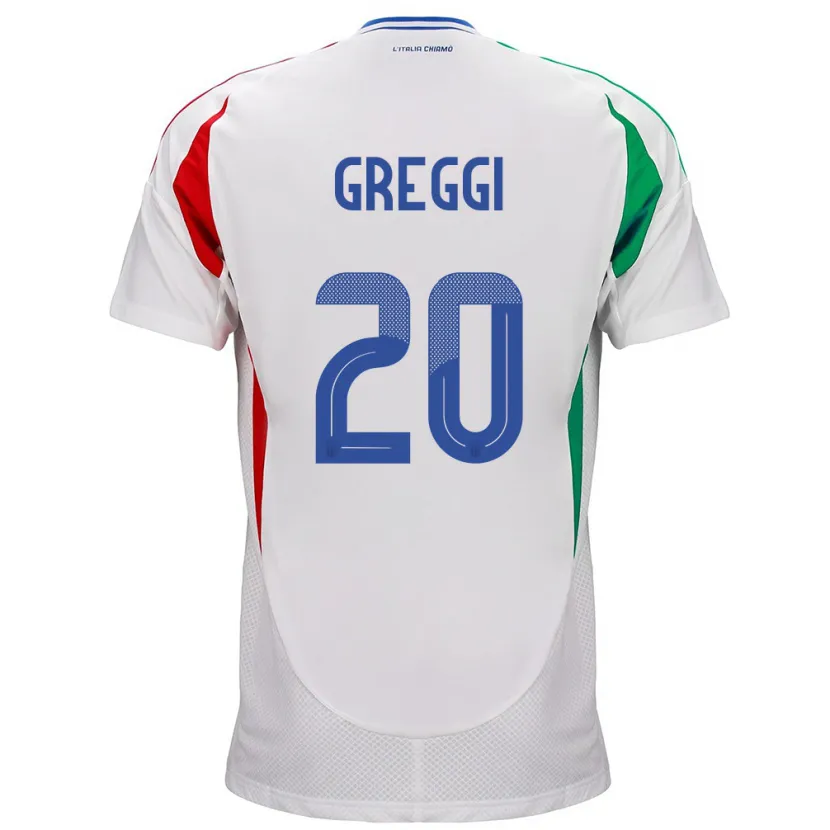 Danxen Uomo Maglia Italia Giada Greggi #20 Bianco Kit Gara Away 24-26 Maglietta