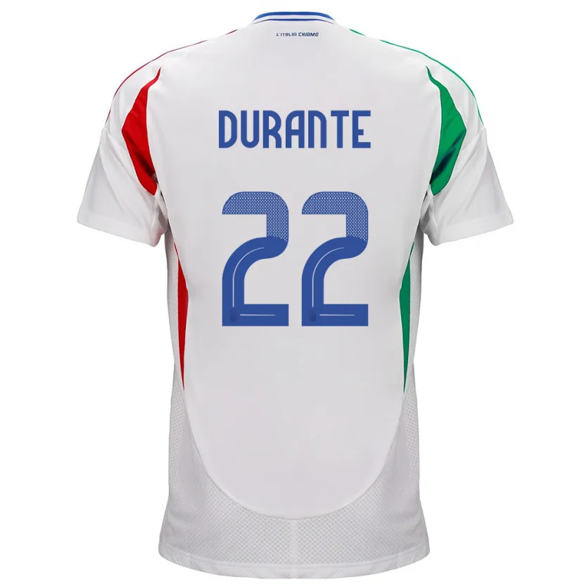 Danxen Uomo Maglia Italia Francesca Durante #22 Bianco Kit Gara Away 24-26 Maglietta