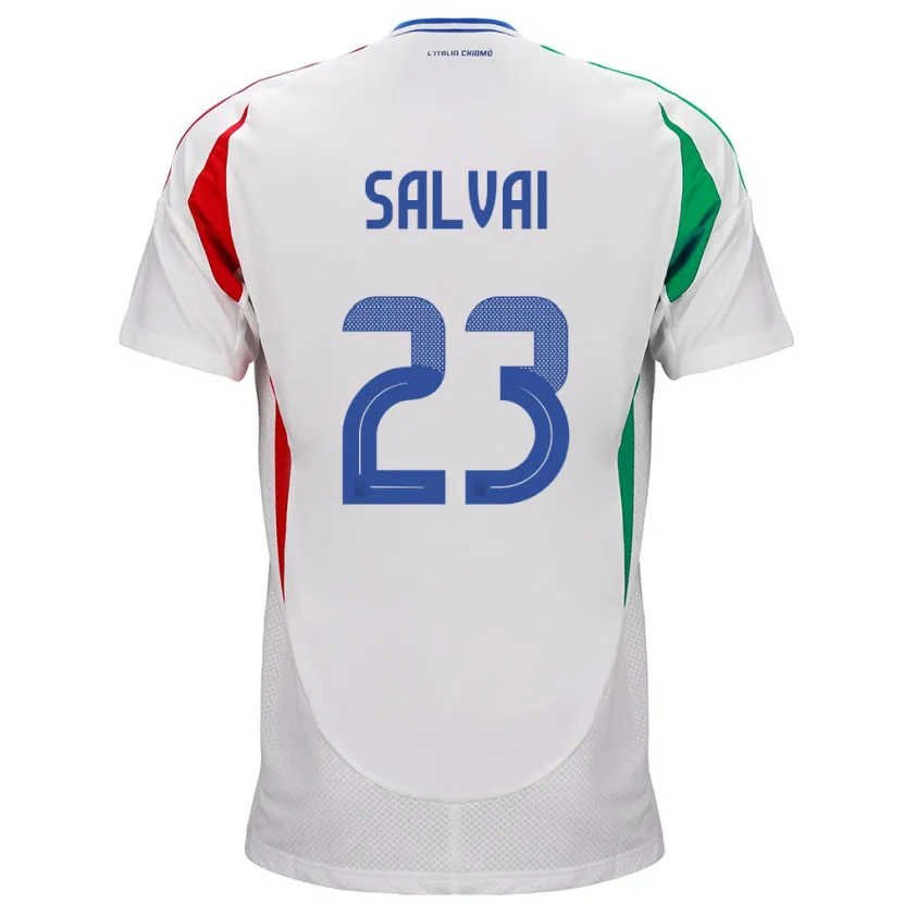 Danxen Uomo Maglia Italia Cecilia Salvai #23 Bianco Kit Gara Away 24-26 Maglietta