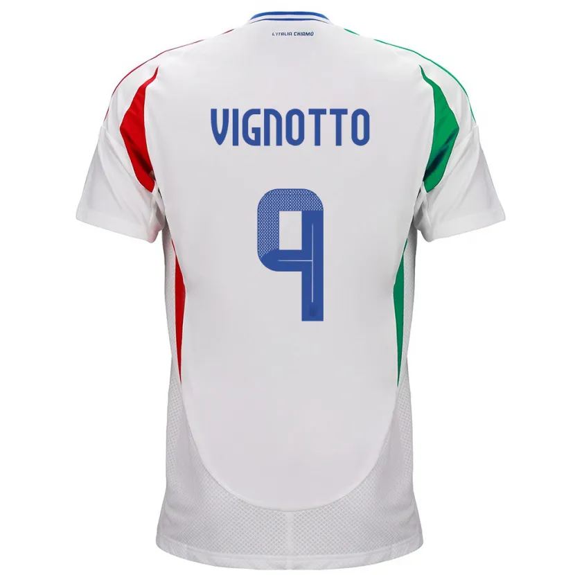 Danxen Uomo Maglia Italia Elisabetta Vignotto #9 Bianco Kit Gara Away 24-26 Maglietta