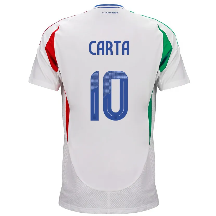 Danxen Uomo Maglia Italia Antonella Carta #10 Bianco Kit Gara Away 24-26 Maglietta