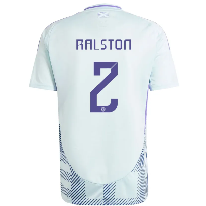 Danxen Uomo Maglia Scotland Anthony Ralston #2 Blu Menta Chiaro Kit Gara Away 24-26 Maglietta