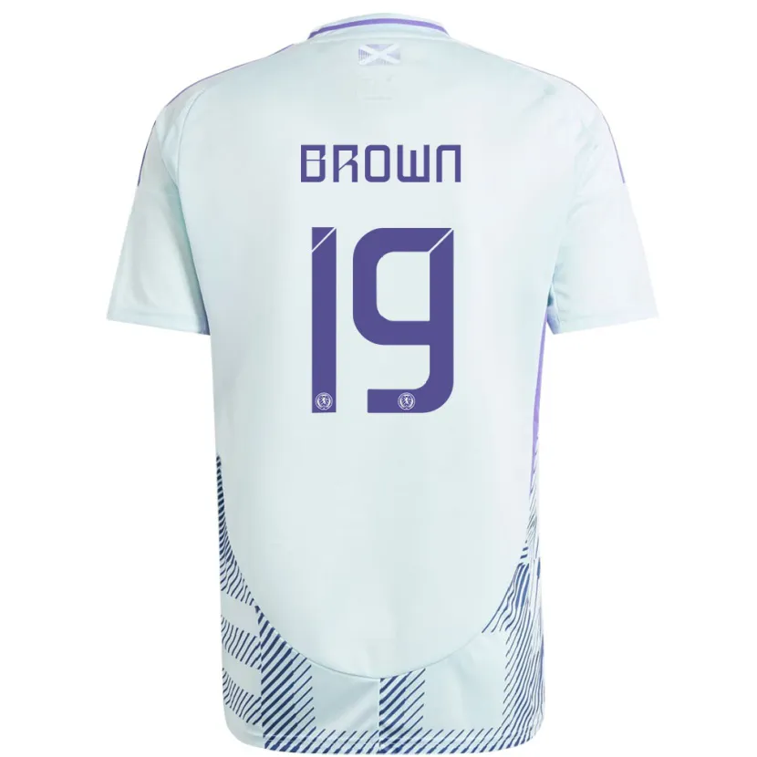 Danxen Uomo Maglia Scotland Jacob Brown #19 Blu Menta Chiaro Kit Gara Away 24-26 Maglietta