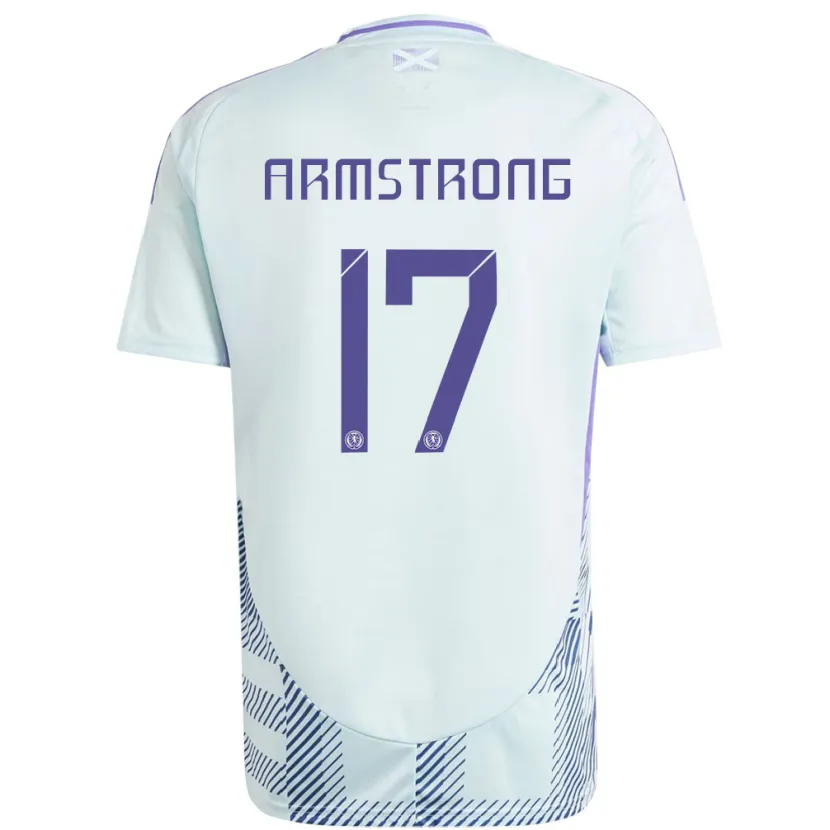 Danxen Uomo Maglia Scotland Stuart Armstrong #17 Blu Menta Chiaro Kit Gara Away 24-26 Maglietta
