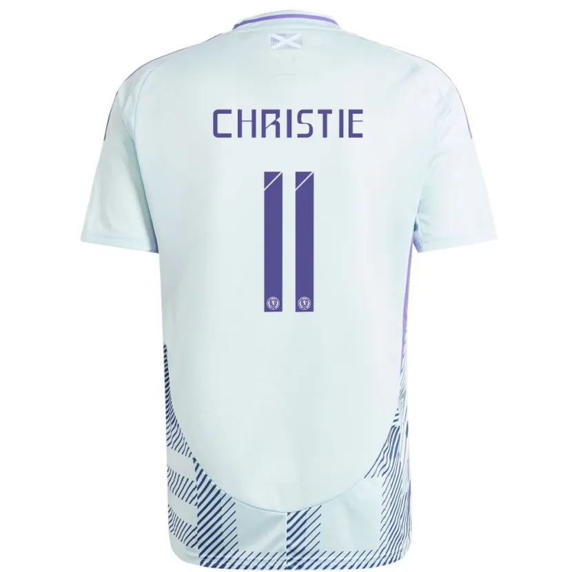 Danxen Uomo Maglia Scotland Ryan Christie #11 Blu Menta Chiaro Kit Gara Away 24-26 Maglietta