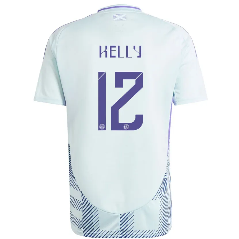 Danxen Uomo Maglia Scotland Liam Kelly #12 Blu Menta Chiaro Kit Gara Away 24-26 Maglietta