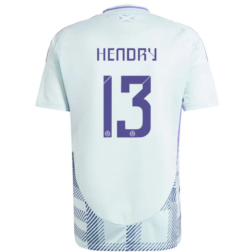Danxen Uomo Maglia Scotland Jack Hendry #13 Blu Menta Chiaro Kit Gara Away 24-26 Maglietta