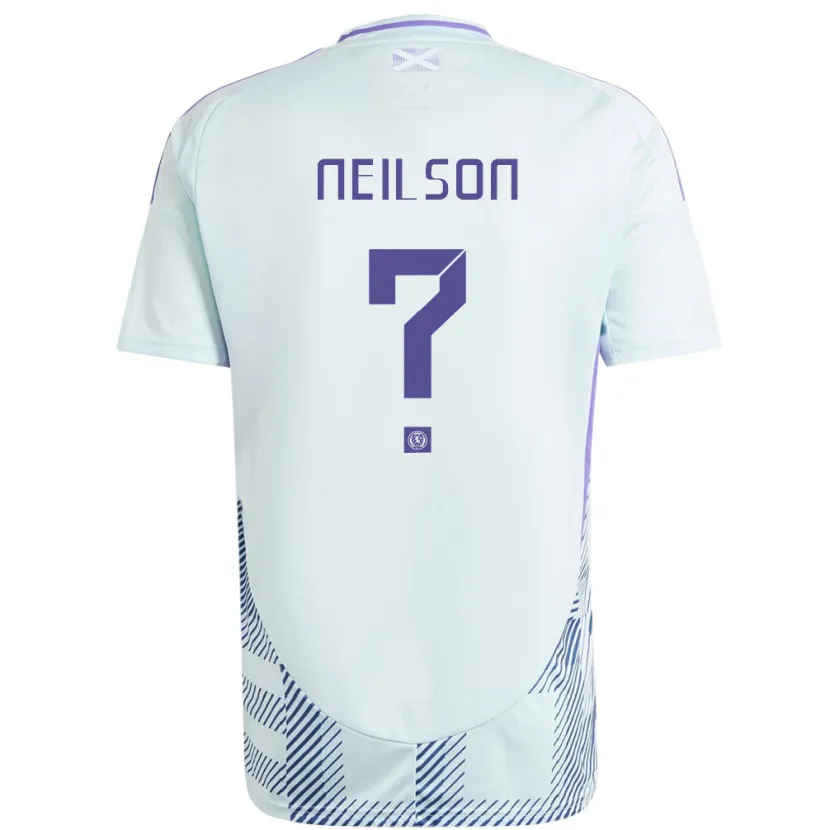 Danxen Uomo Maglia Scotland Lewis Neilson #0 Blu Menta Chiaro Kit Gara Away 24-26 Maglietta