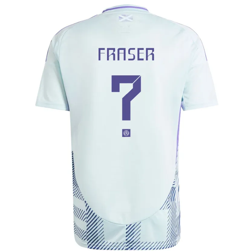 Danxen Uomo Maglia Scotland Robbie Fraser #0 Blu Menta Chiaro Kit Gara Away 24-26 Maglietta