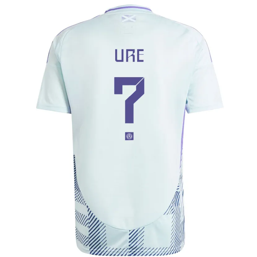 Danxen Uomo Maglia Scotland Robbie Ure #0 Blu Menta Chiaro Kit Gara Away 24-26 Maglietta