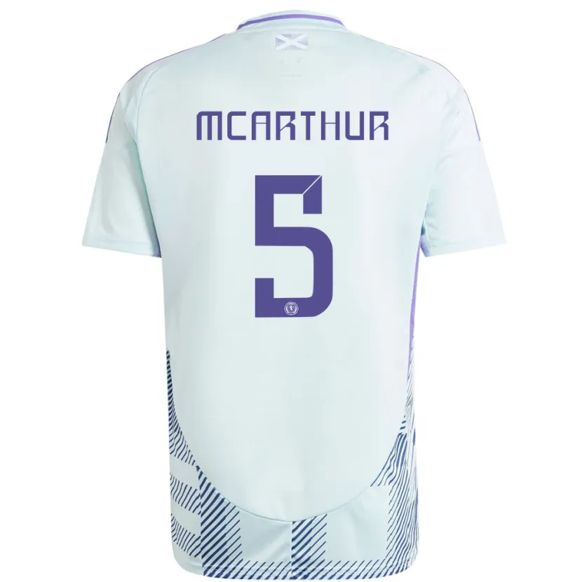 Danxen Uomo Maglia Scotland Charlie Mcarthur #5 Blu Menta Chiaro Kit Gara Away 24-26 Maglietta