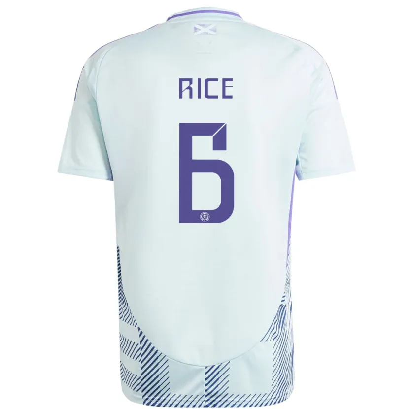 Danxen Uomo Maglia Scotland Bailey Rice #6 Blu Menta Chiaro Kit Gara Away 24-26 Maglietta