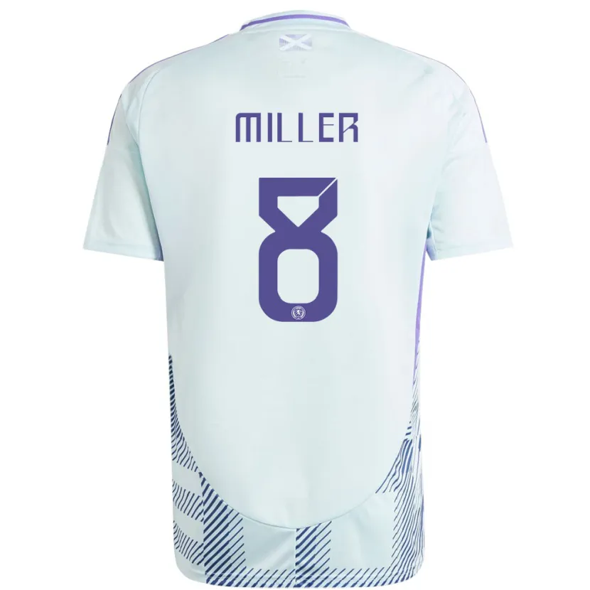 Danxen Uomo Maglia Scotland Lennon Miller #8 Blu Menta Chiaro Kit Gara Away 24-26 Maglietta