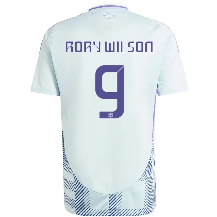 Danxen Uomo Maglia Scotland Rory Wilson #9 Blu Menta Chiaro Kit Gara Away 24-26 Maglietta