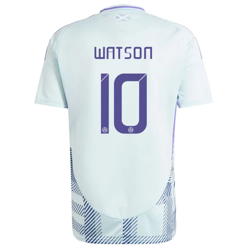 Danxen Uomo Maglia Scotland David Watson #10 Blu Menta Chiaro Kit Gara Away 24-26 Maglietta