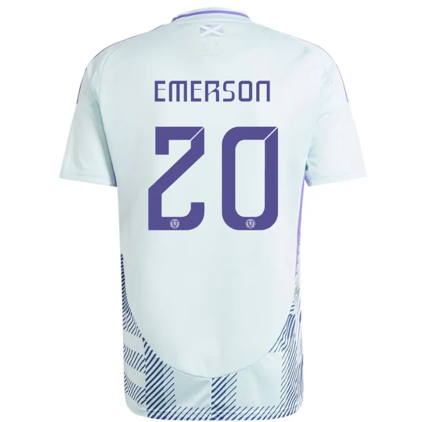 Danxen Uomo Maglia Scotland Johnny Emerson #20 Blu Menta Chiaro Kit Gara Away 24-26 Maglietta