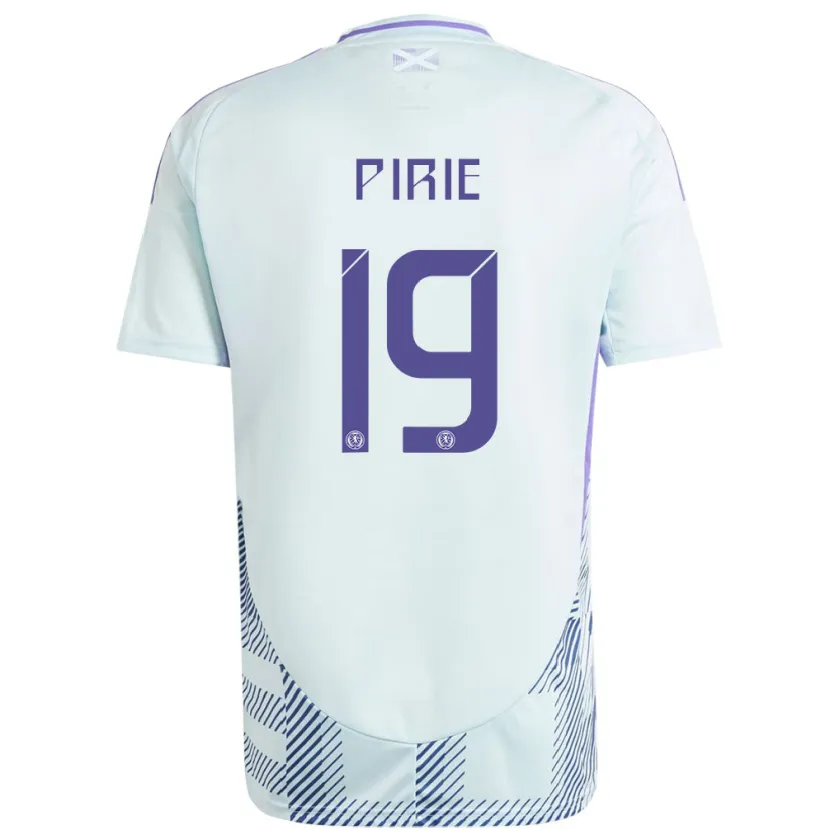 Danxen Uomo Maglia Scotland Lewis Pirie #19 Blu Menta Chiaro Kit Gara Away 24-26 Maglietta